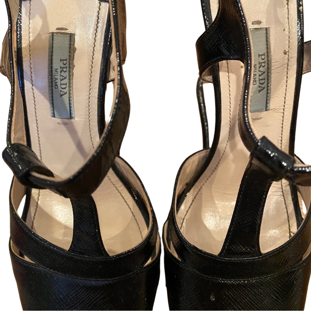 Prade T Strap Cork Wedges, Black - Picture 6 of 6